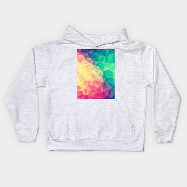 Color bomb! Abstract Polygon Multi Color Cubism Low Poly Triangle Design Kids Hoodie by badbugs